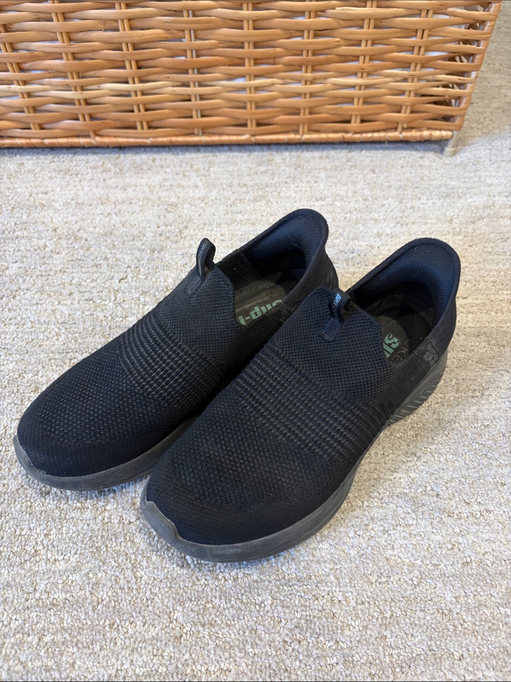 Skechers Black Slip-On Knit Casual Sneakers for Men